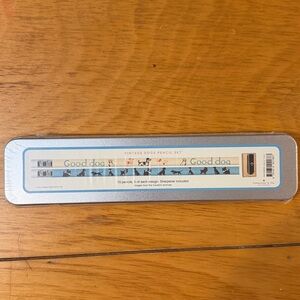 PENCIL BOX + pencils with vintage dog theme Unopened sealed Cavalini Papers & Co